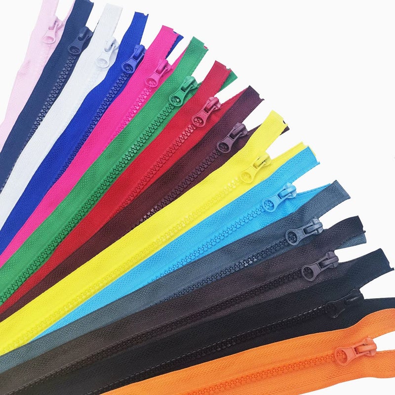 Wonesifee Zippers Colorful Resin Zippers set #5 Plastic Zippers Pull Separating Zippers for Clothes DIY Coat Handbags Sewing Garment Craft Bags Mixed 14 Colors Resin Zippers (40cm) 16inch - Image 1